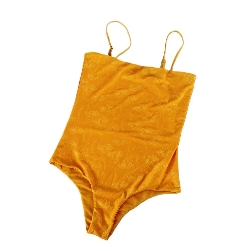 NWT Of One Sea Adjustable Strap Reversible One Piece Yellow Swimsuit L Large